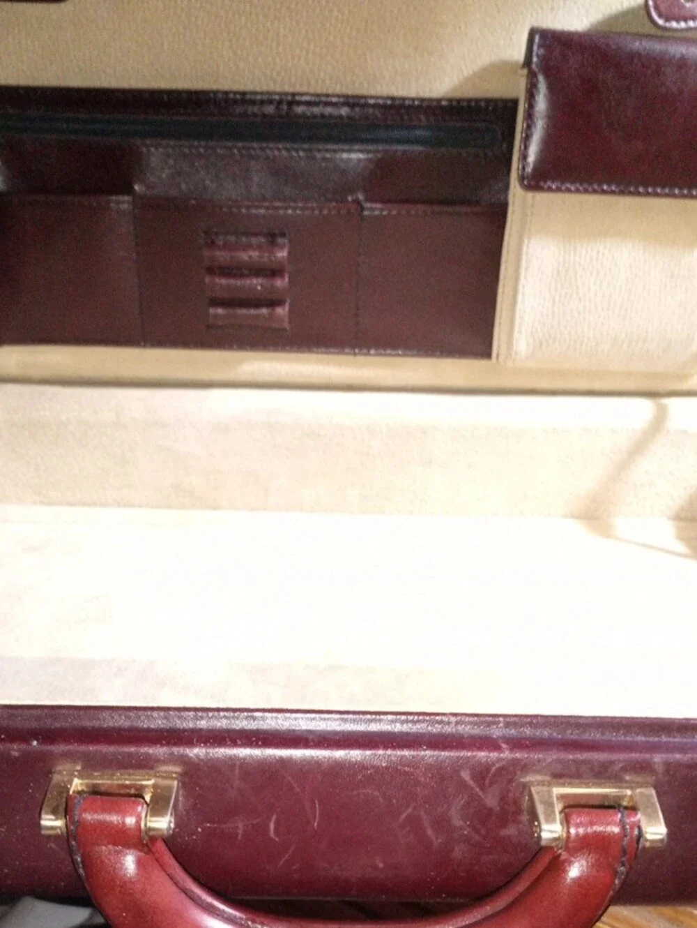 Tumi Maroon Leather Briefcase with Brass Combination Lock